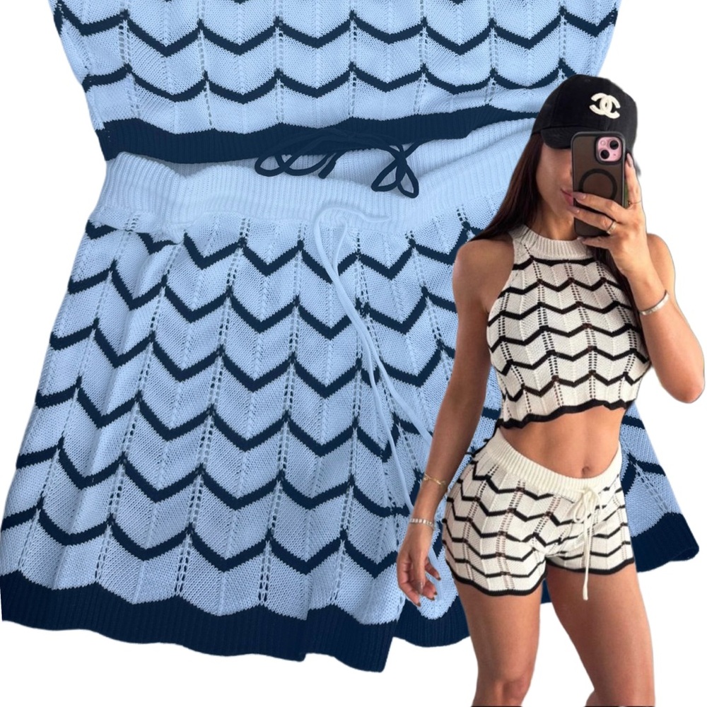 Chevron Knit Crop Top and Short set